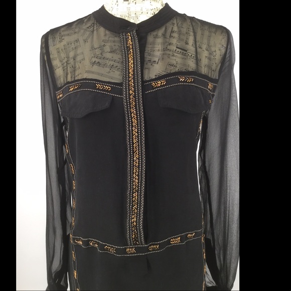 ARYN K Small Black Sheer Dress W/ Woven Inserts - Picture 4 of 15